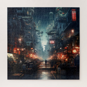 Futuristische Nacht City Cyberpunk Puzzle