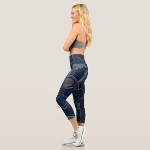 Futuristische Navy Geometrische Yoga-Leggings Capri Leggings