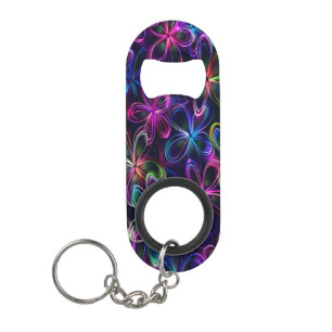 Futuristische Neon Blume Blumendarstellung Mini Flaschenöffner