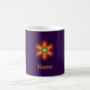 Futuristische Neon-Glow-Blumengrafik Kaffeetasse