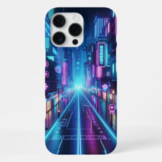 futuristische Neon-Stadtlandschaft iPhone 16 Pro Max Hülle