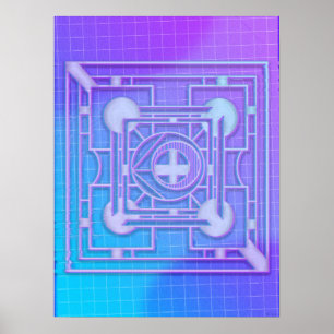 Futuristische Neon Vaporwave Abstrakte Geometrie Poster
