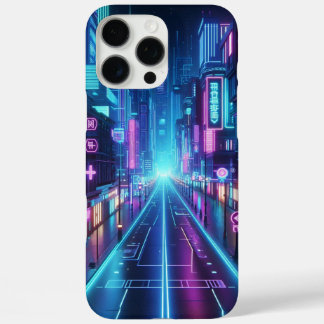 futuristische Neonstadt iPhone 16 Pro Max Hülle