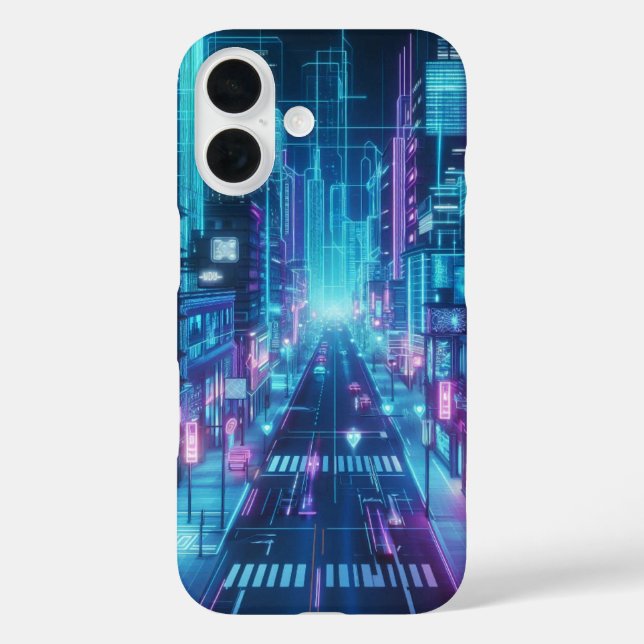 futuristische Neonstadt Case-Mate iPhone Hülle (Rückseite)