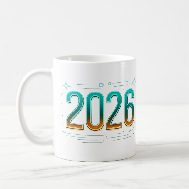 Futuristische Neujahrsfeier 2026 Tasse - Stilvolle (Links)