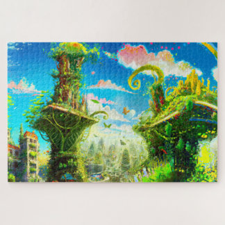 Futuristische Pflanze Stadt, künstlerische KI Puzzle