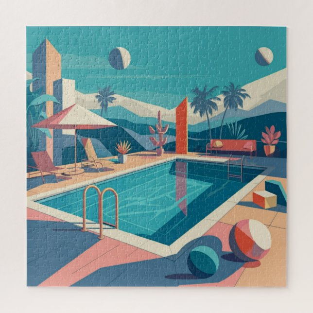 Futuristische Pool-Szene Puzzle (Vertikal)