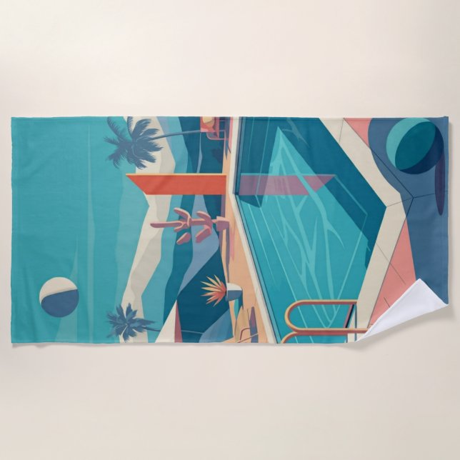 Futuristische Pool-Szene Strandtuch (Vorderseite)