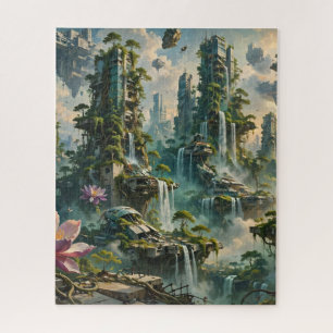 Futuristische postapokalyptische Stadt mit urbaner Puzzle