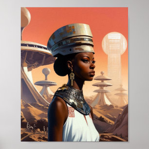 Futuristische Queen Afrofuturistische Science Fict Poster