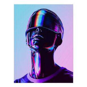 Futuristische Rainbow Chrome Portrait Wall Art Poster