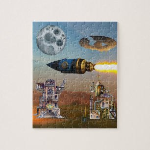 Futuristische Rakete und PlanetenPuzzle Puzzle