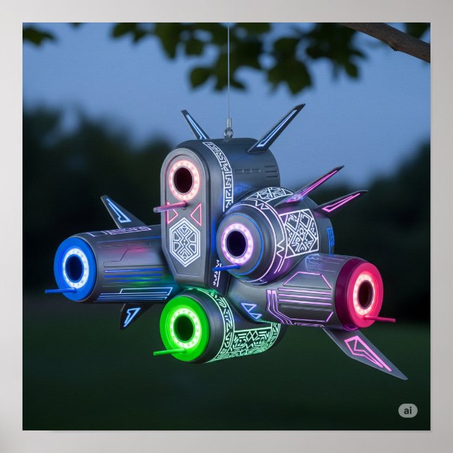 Futuristische Raumfahrt Birdhouse Poster (Vorne)