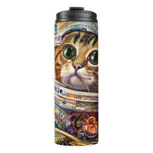 Futuristische Raumkatze Thermosbecher