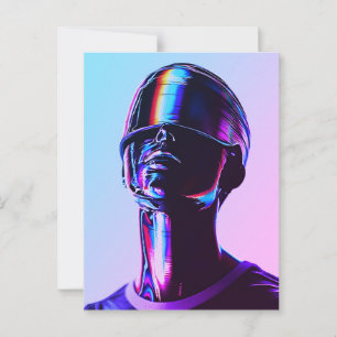 Futuristische Regenbogen-Chrom-Porträt-Wandkunst Postkarte