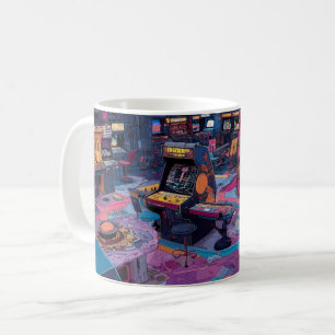 Futuristische Retro-Arcade im Weltraum Kaffeetasse