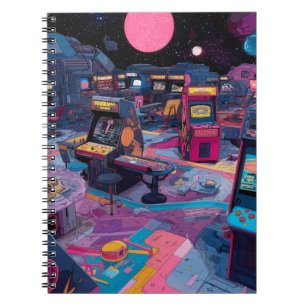 Futuristische Retro-Arcade im Weltraum Notizblock