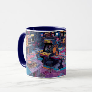 Futuristische Retro-Arcade im Weltraum Tasse