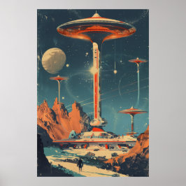 Futuristische Retroismus Space Age Illustration Po Poster