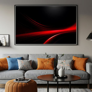 Futuristische rote Lichtspuren dunkle ästhetische  Poster