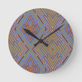 Futuristische Schaltung Abstractes Blaues Muster  Runde Wanduhr