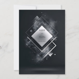 Futuristische schwarze weiße geometrische Diamant Einladung