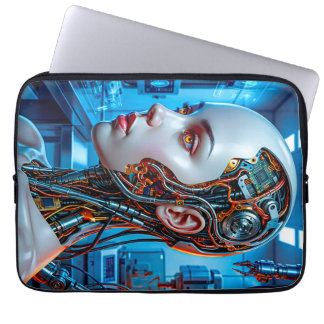 Futuristische Sci-Fi-Android-Kühle-Blau-Tech Laptopschutzhülle
