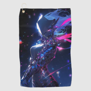 Futuristische Sci-Fi Cyber Warrior Anime Girl Golfhandtuch