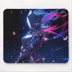 Futuristische Sci-Fi Cyber Warrior Anime Girl Mousepad