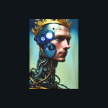 Futuristische Science Fiction Cyborg Man Wall Art Leinwanddruck<br><div class="desc">Das Futuristic Science Fiction Cyborg Man Wall Art Poster präsentiert eine futuristische Cyborg Lady vor blauem Hintergrund,  eine künstlerische KI,  die mit dem menschlichen Designer entworfen wurde,  der das Kunstwerk leitet und produziert.</div>