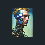 Futuristische Science Fiction Cyborg Man Wall Art Leinwanddruck<br><div class="desc">Das Futuristic Science Fiction Cyborg Man Wall Art Poster präsentiert eine futuristische Cyborg Lady vor blauem Hintergrund,  eine künstlerische KI,  die mit dem menschlichen Designer entworfen wurde,  der das Kunstwerk leitet und produziert.</div>