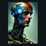Futuristische Science Fiction Cyborg Man Wall Art Poster<br><div class="desc">Das Futuristic Science Fiction Cyborg Man Wall Art Poster präsentiert eine futuristische Cyborg Lady vor blauem Hintergrund,  eine künstlerische KI,  die mit dem menschlichen Designer entworfen wurde,  der das Kunstwerk leitet und produziert.</div>