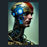 Futuristische Science Fiction Cyborg Man Wall Art Poster<br><div class="desc">Das Futuristic Science Fiction Cyborg Man Wall Art Poster präsentiert eine futuristische Cyborg Lady vor blauem Hintergrund, eine künstlerische KI, die mit dem menschlichen Designer entworfen wurde, der das Kunstwerk leitet und produziert.</div>
