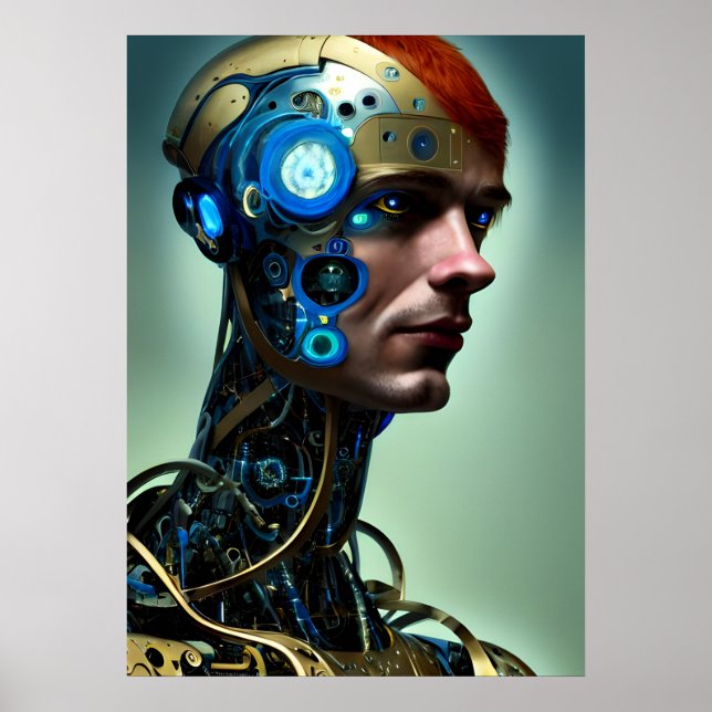 Futuristische Science Fiction Cyborg Man Wall Art Poster (Vorne)