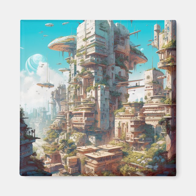 Futuristische Science Fiction Kunst Magnet (Vorne)