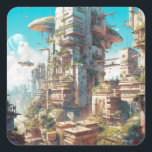 Futuristische Science Fiction Kunst Quadratischer Aufkleber<br><div class="desc">Fantasy Art Produkte von The Lunarium.</div>
