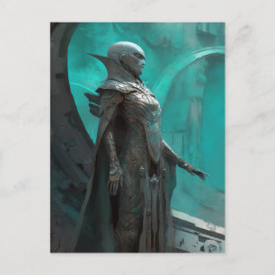 Futuristische Science Fiction Warriorin Kunst Postkarte