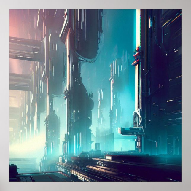 Futuristische Stadt 1 Poster (Vorne)