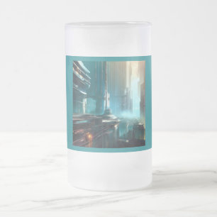 Futuristische Stadt 3 Mattglas Bierglas
