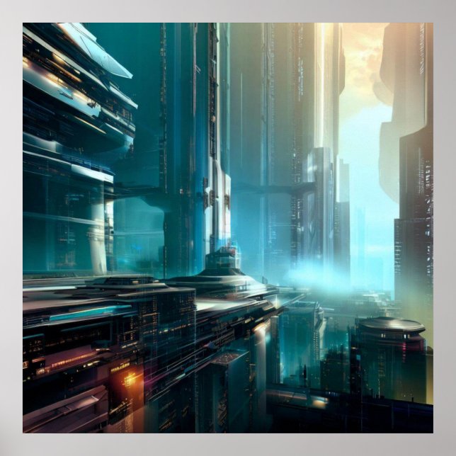 Futuristische Stadt 3 Poster (Vorne)