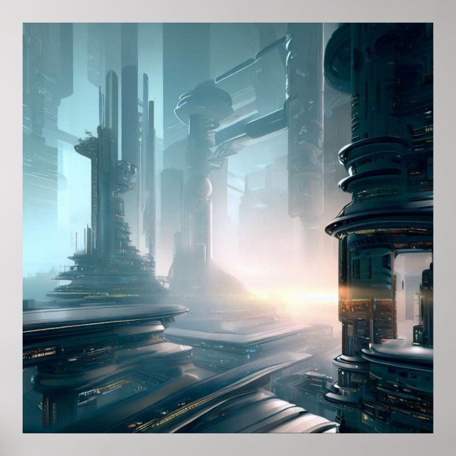 Futuristische Stadt 4 Poster (Vorne)