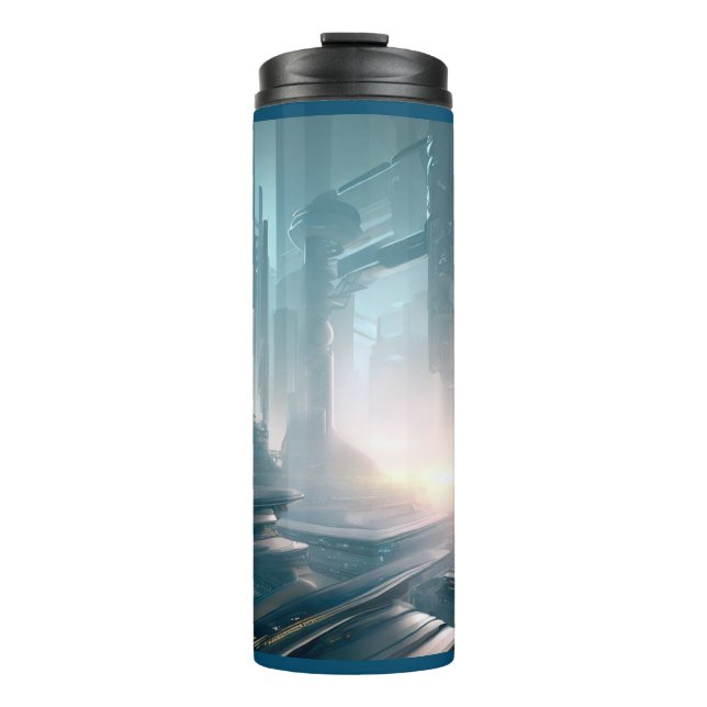 Futuristische Stadt 4 Thermosbecher (Vorderseite)