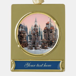 Futuristische Stadt Banner-Ornament Gold