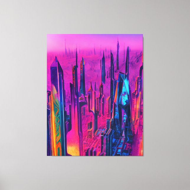 Futuristische Stadt Canvas Print Leinwanddruck (Vorderseite)