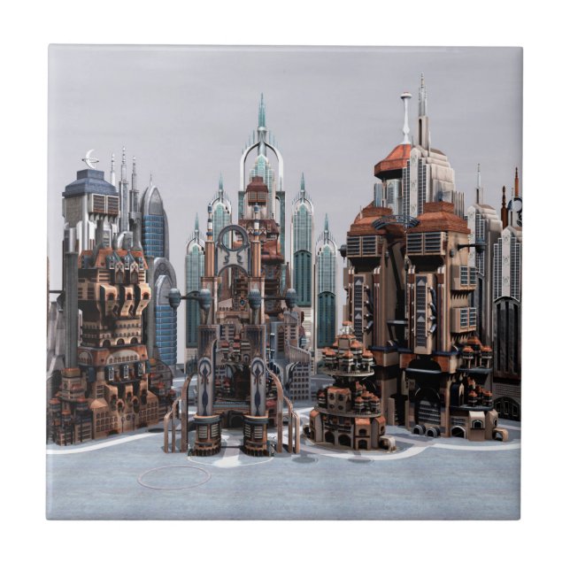 Futuristische Stadt Fliese (Vorderseite)
