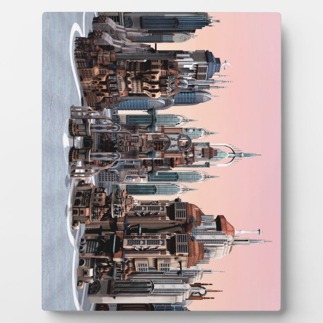 Futuristische Stadt Fotoplatte (Vorderseite)