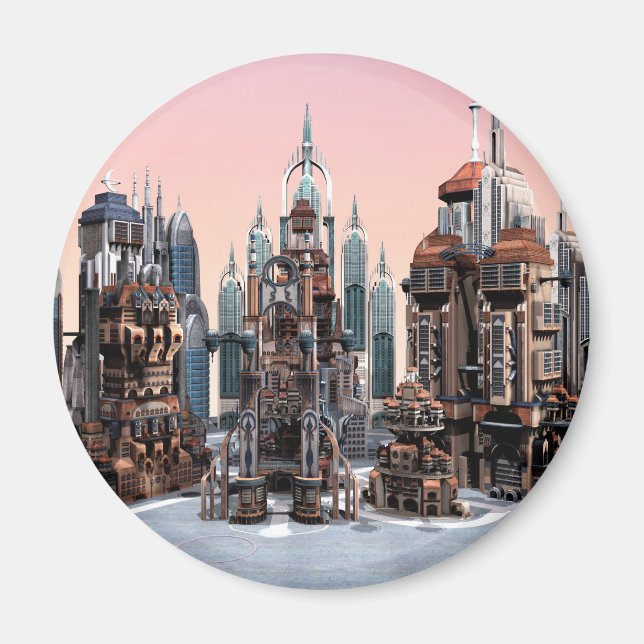 Futuristische Stadt Magnet (Vorne)