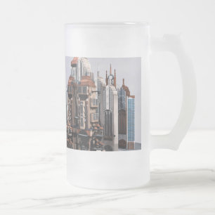 Futuristische Stadt Mattglas Bierglas