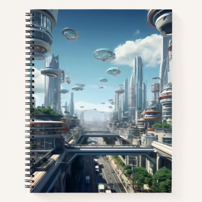 Futuristische Stadt Notizbuch (Vorderseite)