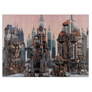 Futuristische Stadt Schneidebrett
